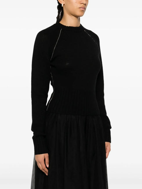 raglan-sleeves trimmed jumper